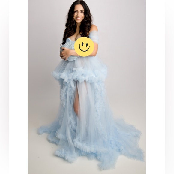 Blue Tulle maternity Dress - Picture 1 of 9